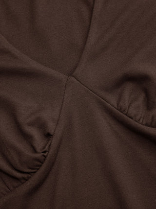 V-neck Ruched Short Bell Sleeve Top