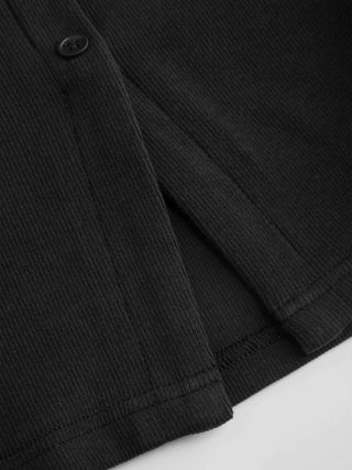 Cotton Scoop Neck Button Front Asymmetrical Hem Crop Top