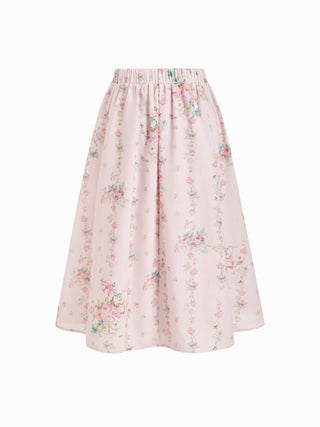 Textured Floral Square Neck Corset Top & Mid Rise Flared Midi Skirt Set