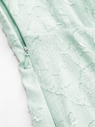 Jacquard Floral Tie Back A-line Maxi Dress