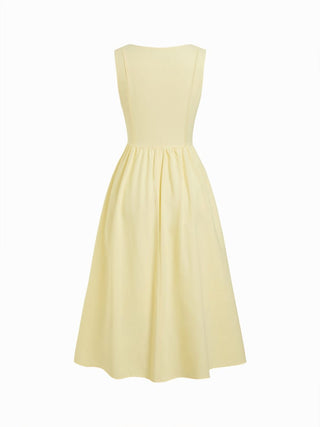 Wedding Wedding Guest Dress wedding guest wedding special occasion dresses Woven Linen-blend Square Neck Ruffle Midi Dress For Vacation