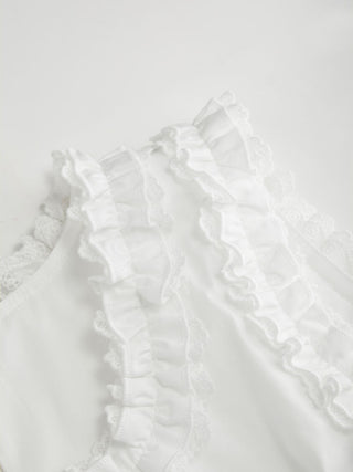 Cotton Round Neckline Ruffle Flared Mini Dress