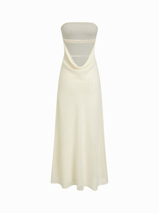 Chiffon Chiffon Bandeau Floral Backless Mermaid Maxi Dress For Daily Casual Vacation