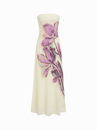 Chiffon Chiffon Bandeau Floral Backless Mermaid Maxi Dress For Daily Casual Vacation