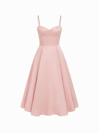 Satin Sculptural Sweetheart Flared Cami Maxi Dress