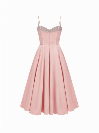 Satin Sculptural Sweetheart Flared Cami Maxi Dress