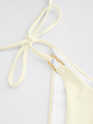Halter Neckline Ring Linked Triangle Tie Side Bikini Set With Metal Ring Detail Sarong