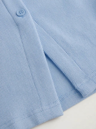 Cotton Scoop Neck Button Front Asymmetrical Hem Crop Top