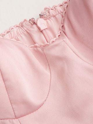 Satin Sculptural Sweetheart Flared Cami Maxi Dress