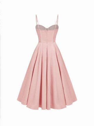 Satin Sculptural Sweetheart Flared Cami Maxi Dress