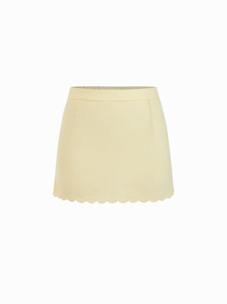 Linen-blend Sleeveless Curved Hem knotted Top & A-line Mini Skirt Set