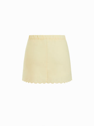 Linen-blend Sleeveless Curved Hem knotted Top & A-line Mini Skirt Set
