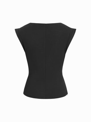 Jersey Boat Neck Ruched Crop Top