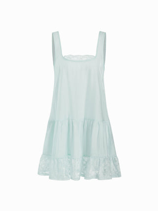 Oversized Square Neckline Lace Trim Mini Nightdress