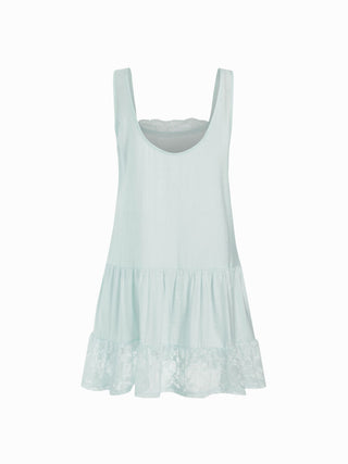 Oversized Square Neckline Lace Trim Mini Nightdress