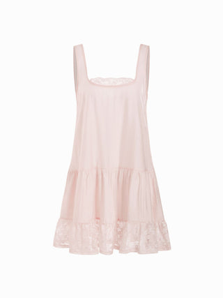 Oversized Square Neckline Lace Trim Mini Nightdress