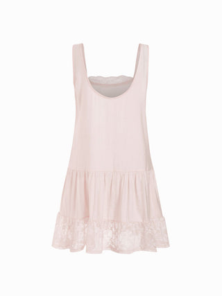 Oversized Square Neckline Lace Trim Mini Nightdress