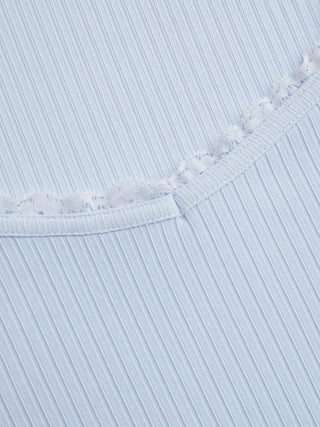 Textured Scoop Neck Lace Trim Short Sleeve Crop Tee