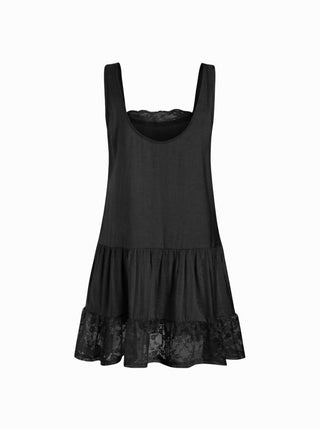 Oversized Square Neckline Lace Trim Mini Nightdress