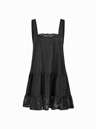 Oversized Square Neckline Lace Trim Mini Nightdress