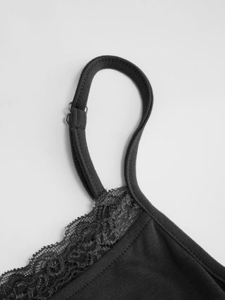 Lace Panel Ruched Henley Cami Top