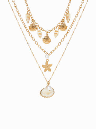 SHELL & STARFISH PENDANT LAYERED NECKLACE For Party/Clubbing Vacation Beach