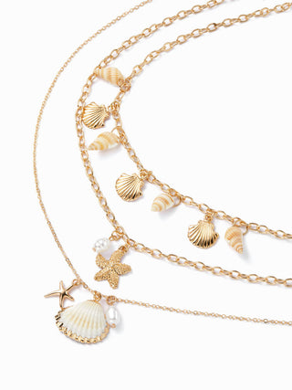 SHELL & STARFISH PENDANT LAYERED NECKLACE For Party/Clubbing Vacation Beach