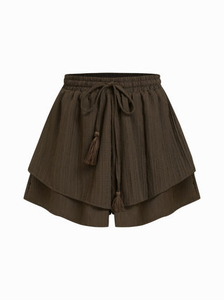 Double Layered Baggy Pull-On Shorts