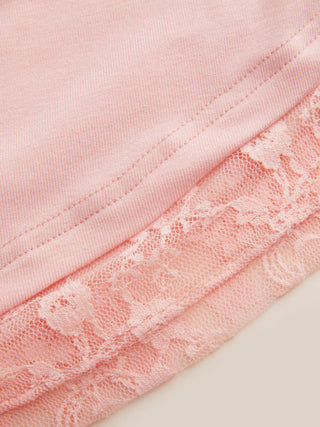 High Stretch Boat Neck Lace Panel Crop Top