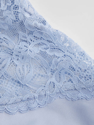 Satin Polka Dot V-neck Lace Panel Mermaid Maxi Dress