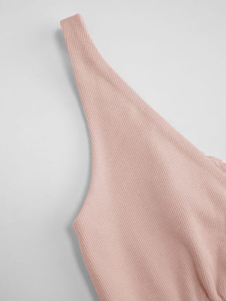 Cotton V-Neck Lace Panel Tank Top