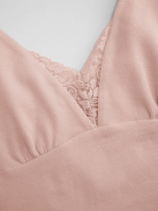 Cotton V-Neck Lace Panel Tank Top