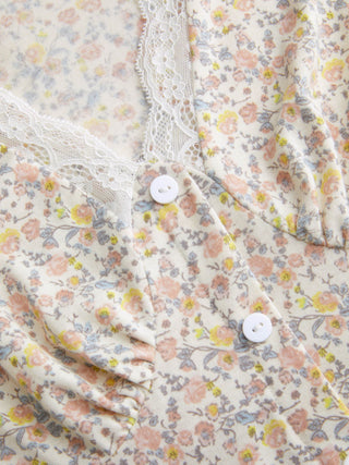 Ditsy Floral V-neck Lace Trim High Rise A-line Mini Dress
