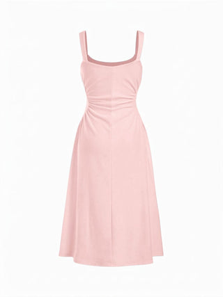 Scoop Neck Ruched A-line Midi Dress