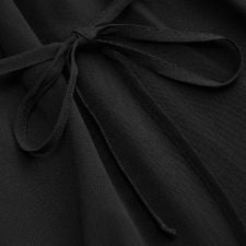 Chiffon Stand Collar Drawstring Ruffled A-line Mini Dress With Scarf