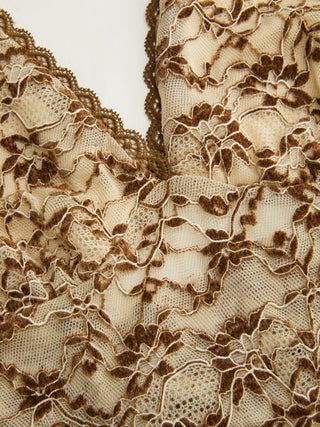 Lace Floral Jacquard Halter Neckline Bowknot Top