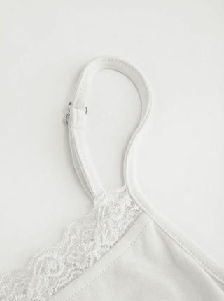 Lace Panel Ruched Henley Cami Top