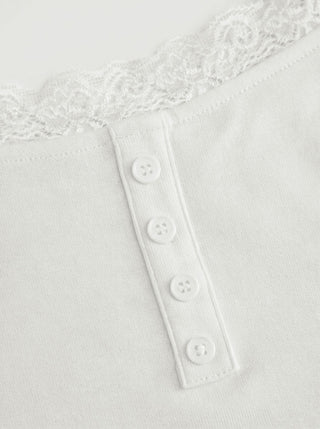 Lace Panel Ruched Henley Cami Top