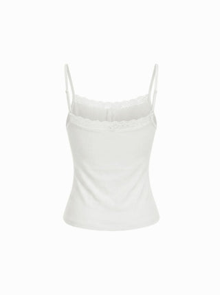 Lace Panel Ruched Henley Cami Top