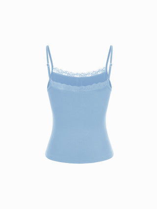 Lace Panel Ruched Henley Cami Top