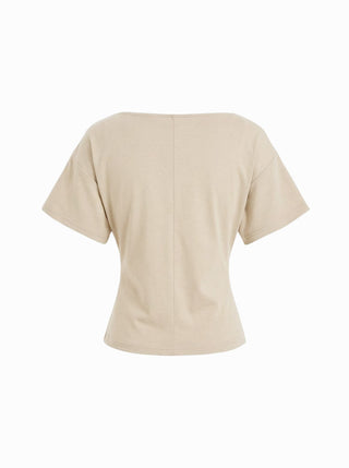 Cotton-blend Boat Neck Short Sleeve Tee