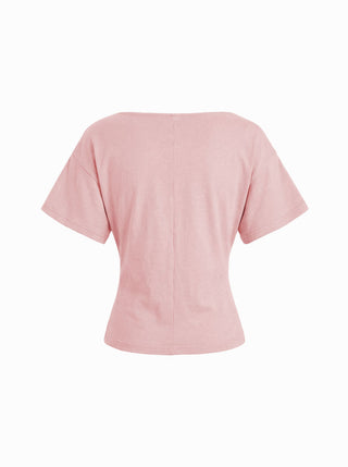 Cotton-blend Boat Neck Short Sleeve Tee