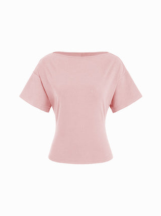 Cotton-blend Boat Neck Short Sleeve Tee