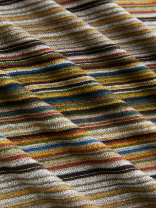 Knit V-neck Striped Flared Mini Dress
