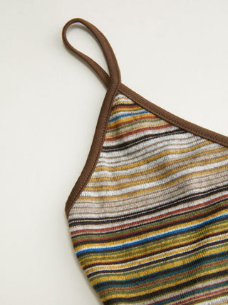 Knit V-neck Striped Flared Mini Dress