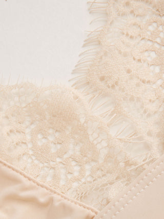 Satin Satin Lace Trim Triangle Bralette For Home Bedroom