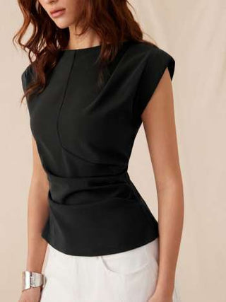 Jersey Boat Neck Ruched Crop Top