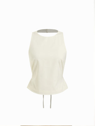 Linen-blend Halter Neckline Top & Mid Rise Shorts Set