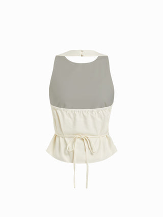 Linen-blend Halter Neckline Top & Mid Rise Shorts Set