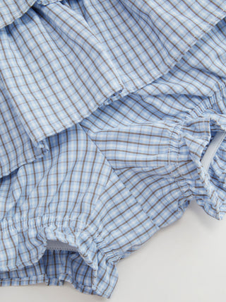 Woven Cotton-blend Low Rise Checks Layered Ruffled Mini Skort For Daily Casual Picnic